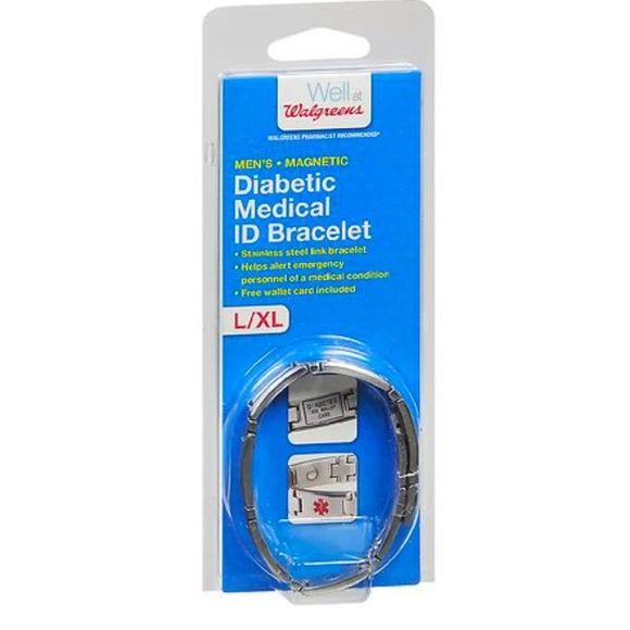 Men's Magnetic Diabetic Medical ID Bracelet - Stainless Steel - Picture 1 of 2